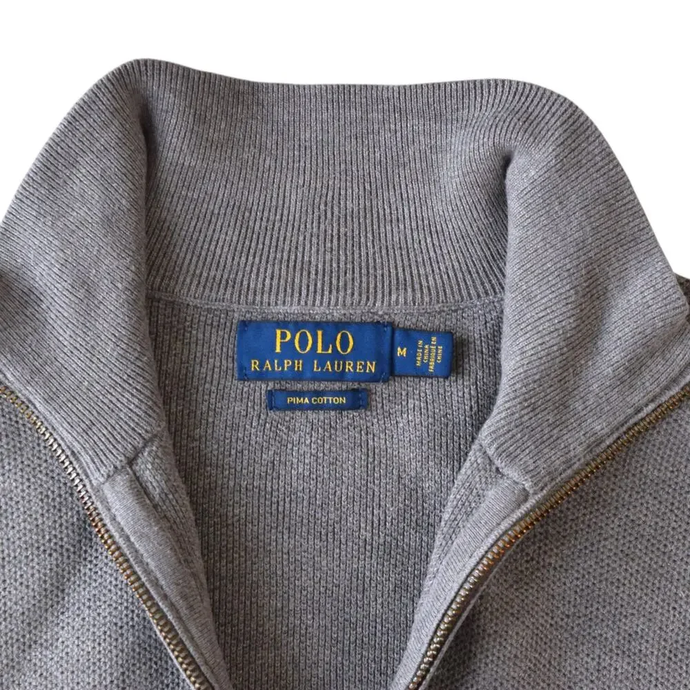 Polo Ralph Lauren Pima Cotton Quarter-Zip Sweater - Men's Medium - Heather Grey